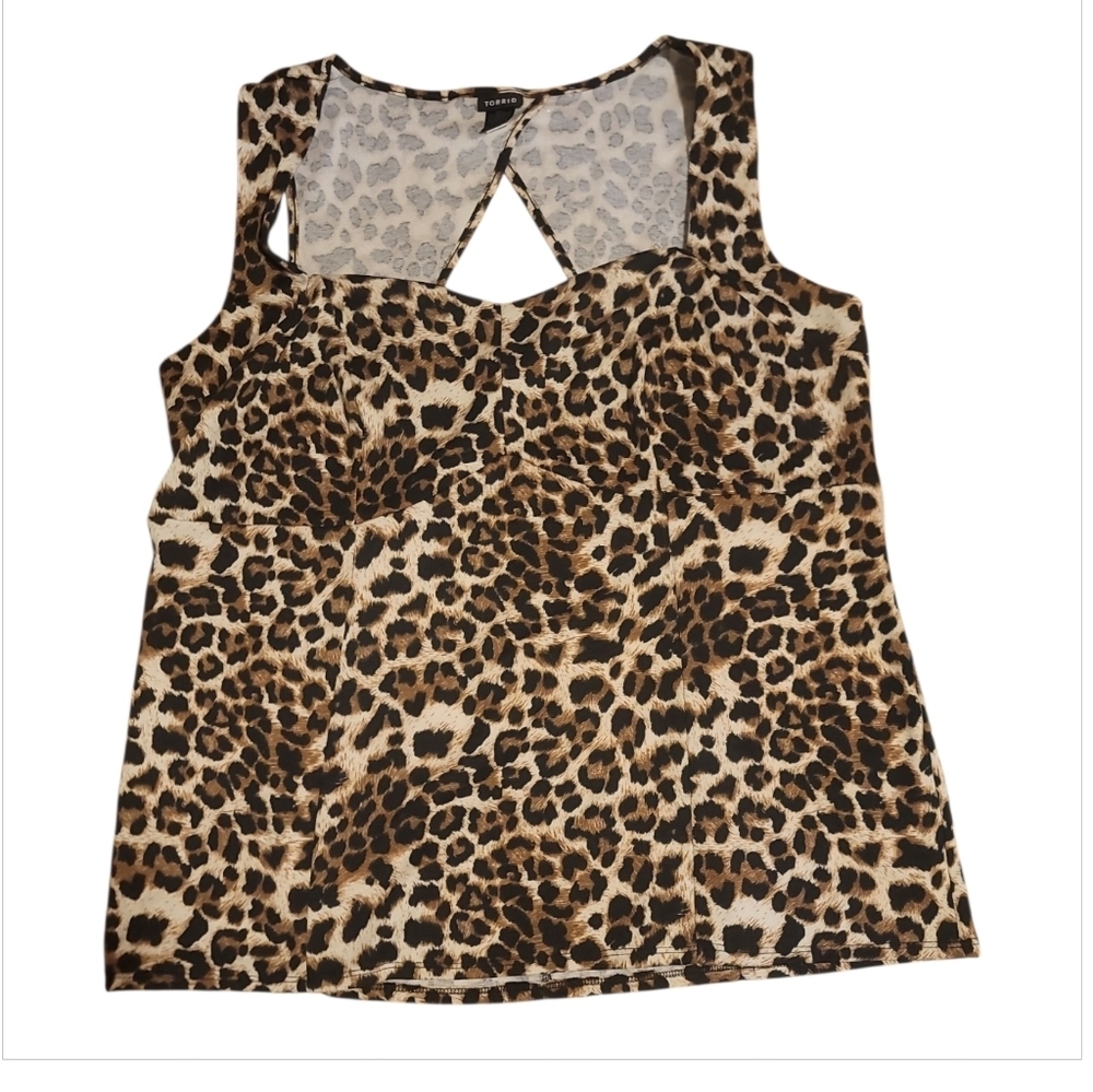Torrid Leopard Print Tank Top blouse sweetheart cutout shirt 4 26 - Picture 3 of 5